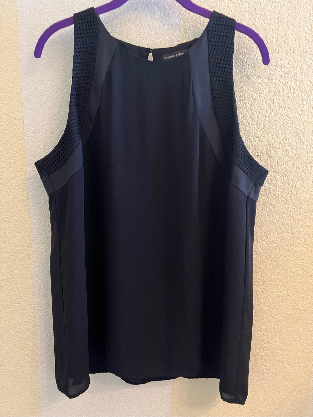 Banana Republic black Sleeveless Shell with Textured Shoulders